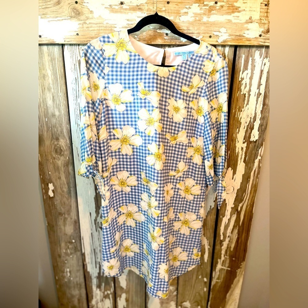 Draper James X SCAD Cherokee Rose Gingham Floral Dress Size 6 Shift Dress